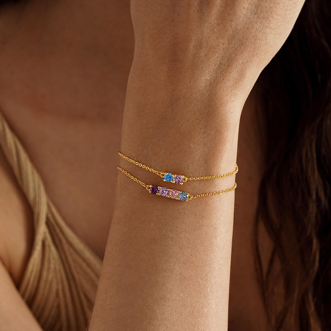 Minimalist Family Gift Birthstone Bracelet