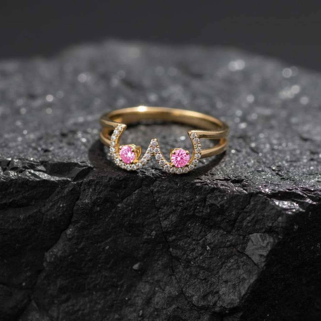 Breast Cancer Awareness I Am Enough Dainty Wave Ring