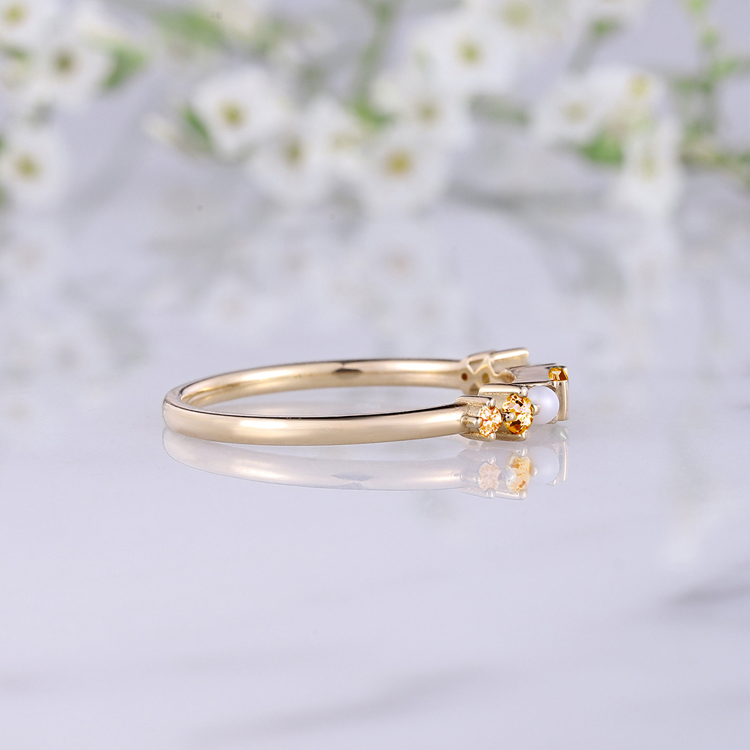 Nobody Fights Alone Multiple Sclerosis Awareness Baguette Pearl Ring