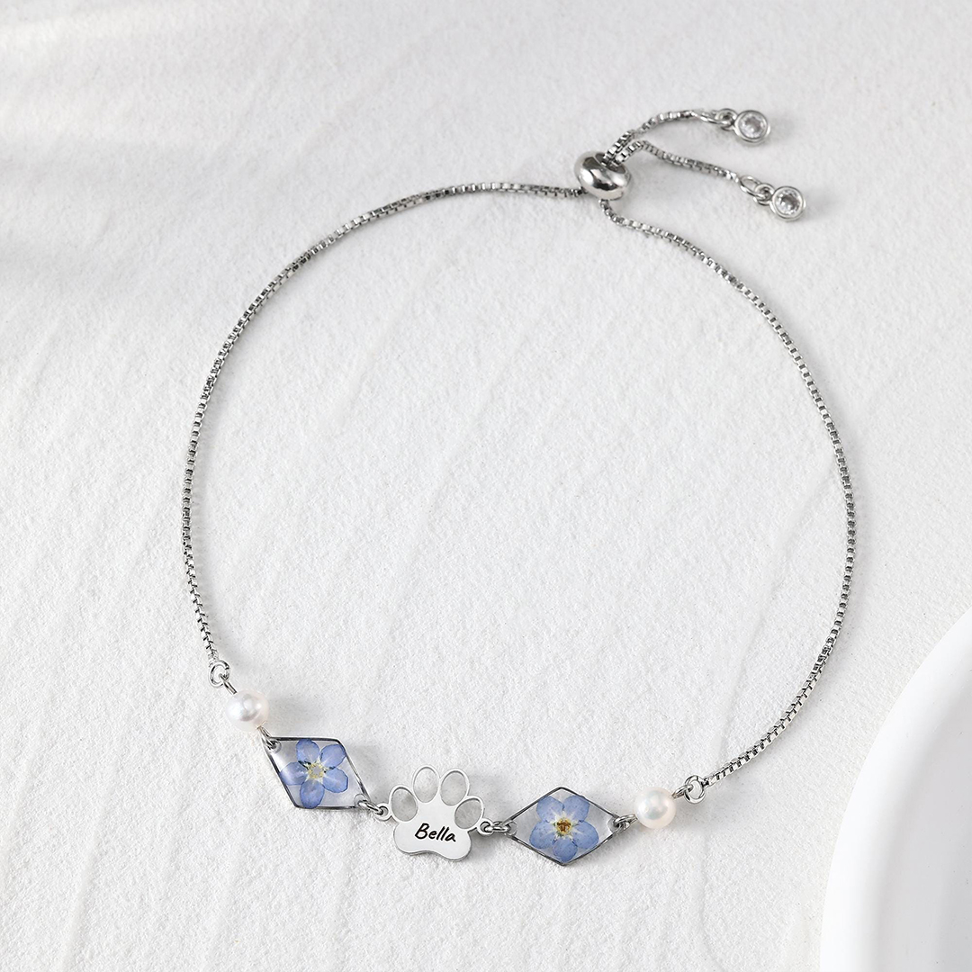 Forever Loved Rainbow Bridge Paw Print Bracelet