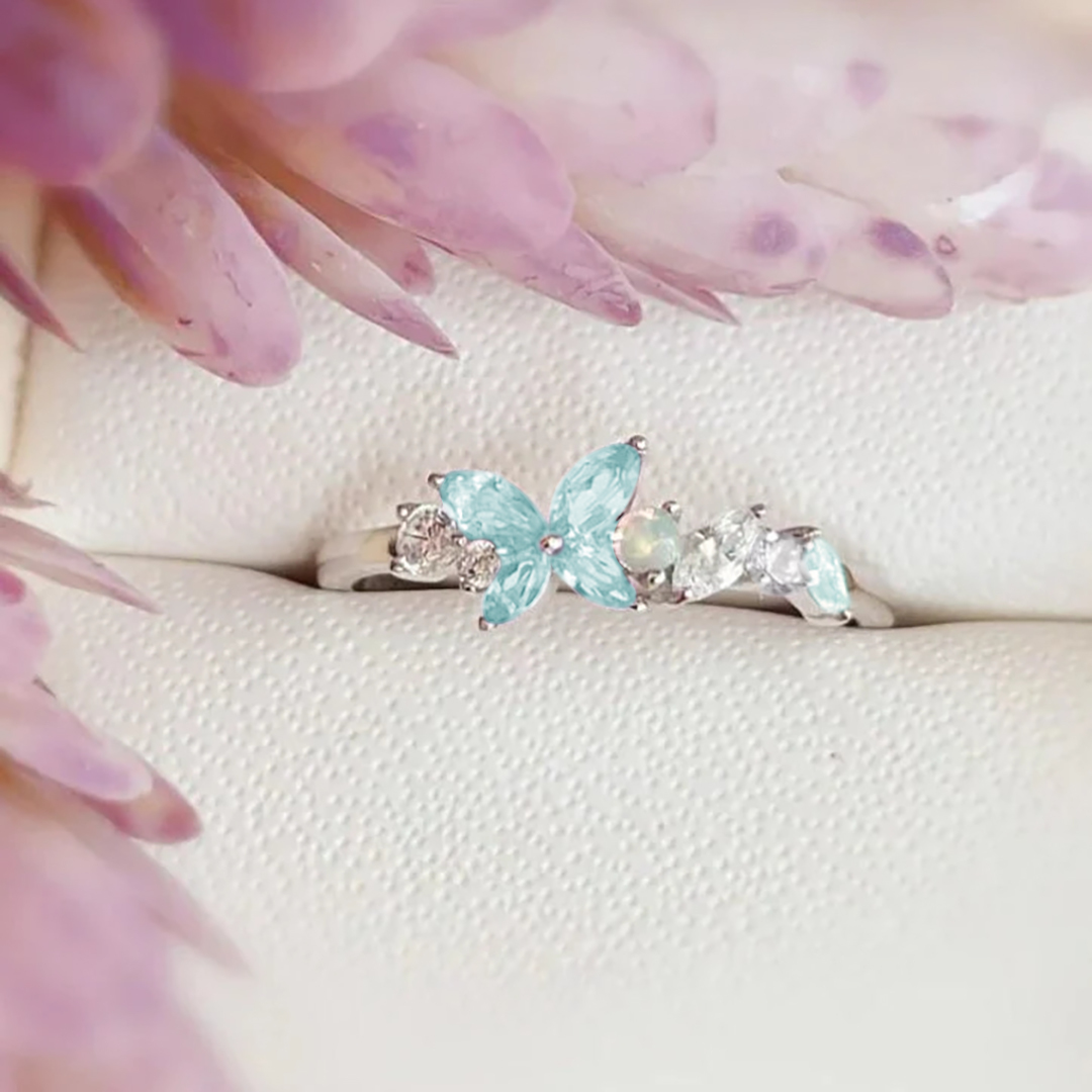 Ovarian Cancer Awareness Teal Butterfly Ring