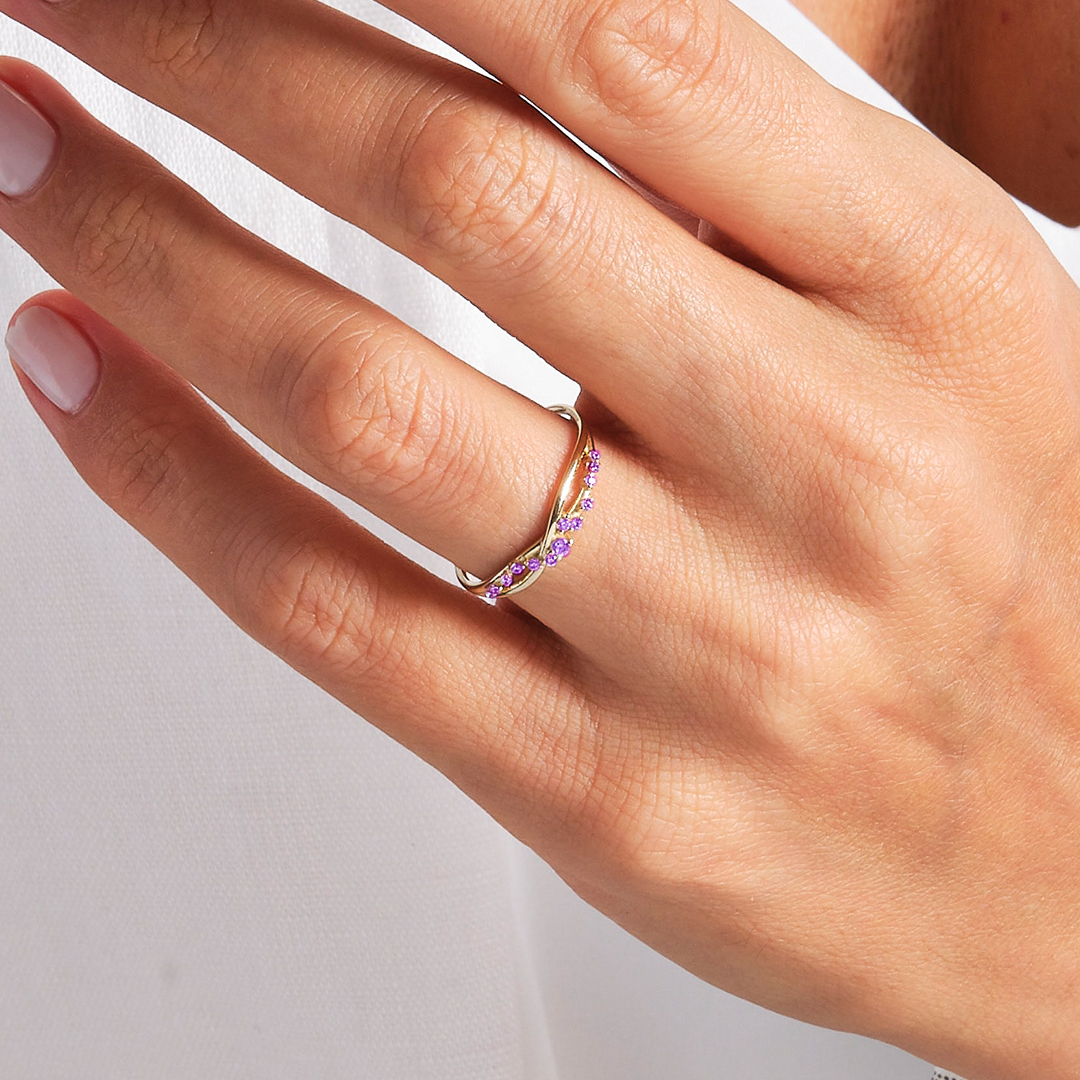 Lupus Awareness Purple Diamond Infinity Ring