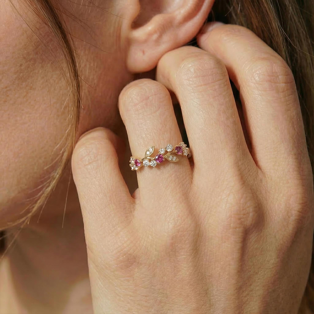 I Am Choosing Me Pink Leaf Ring