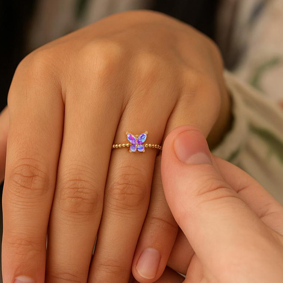 World Lupus Day Hope & Strength Opal Butterfly Ring