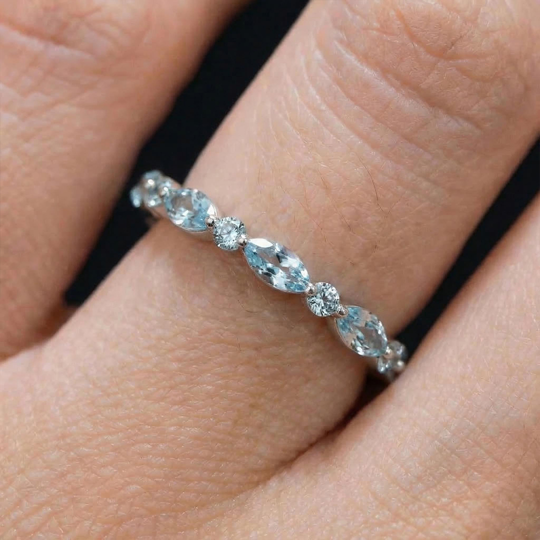 Ovarian Cancer Awareness Teal Marquise Ring