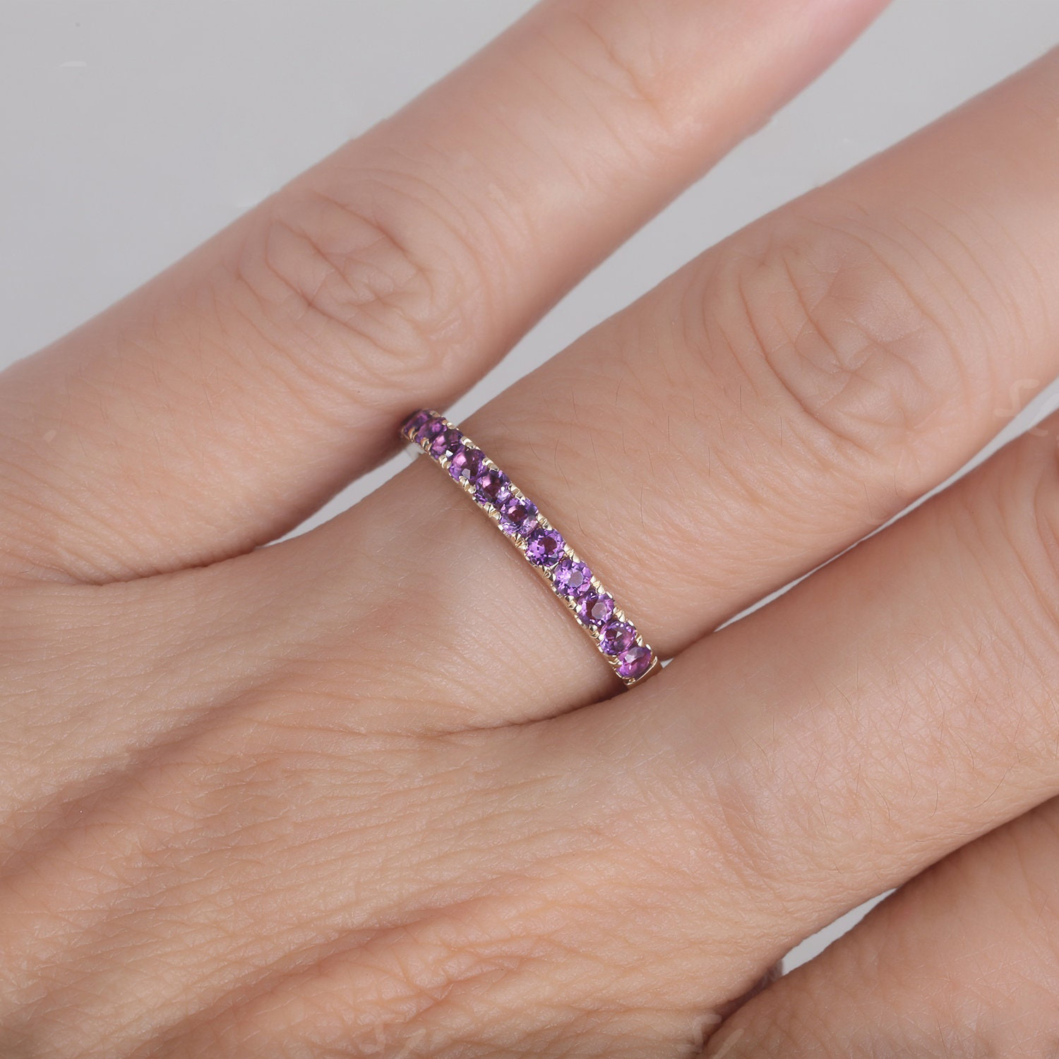 Alzheimer Dementia Awareness Gift Purple Half Eternity Ring