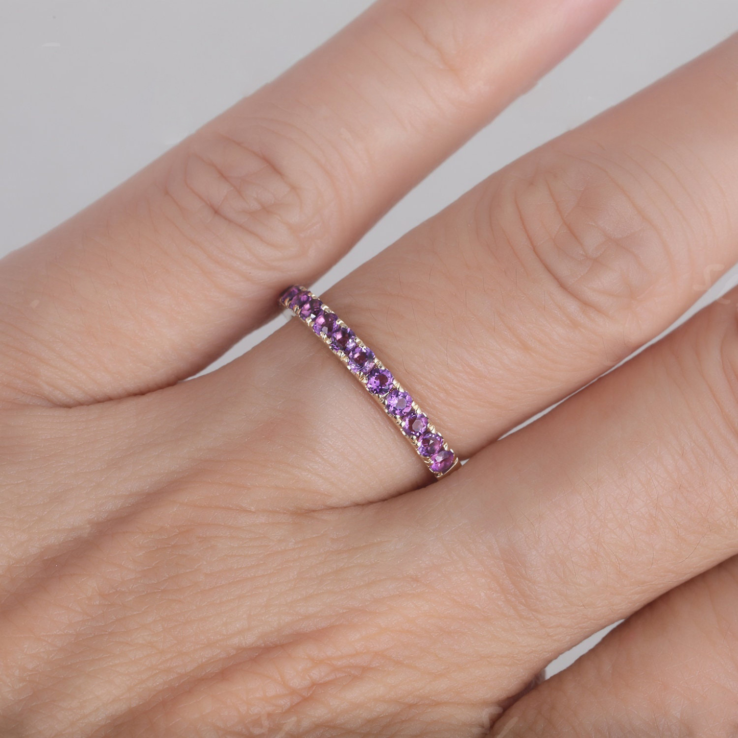 Alzheimer Dementia Awareness Gift Purple Half Eternity Ring