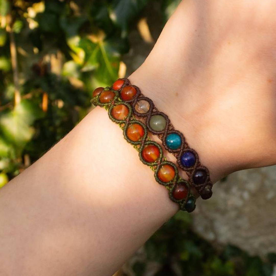 7 Chakra Macrame Bracelet for Balanced Energy & Spiritual Wellness
