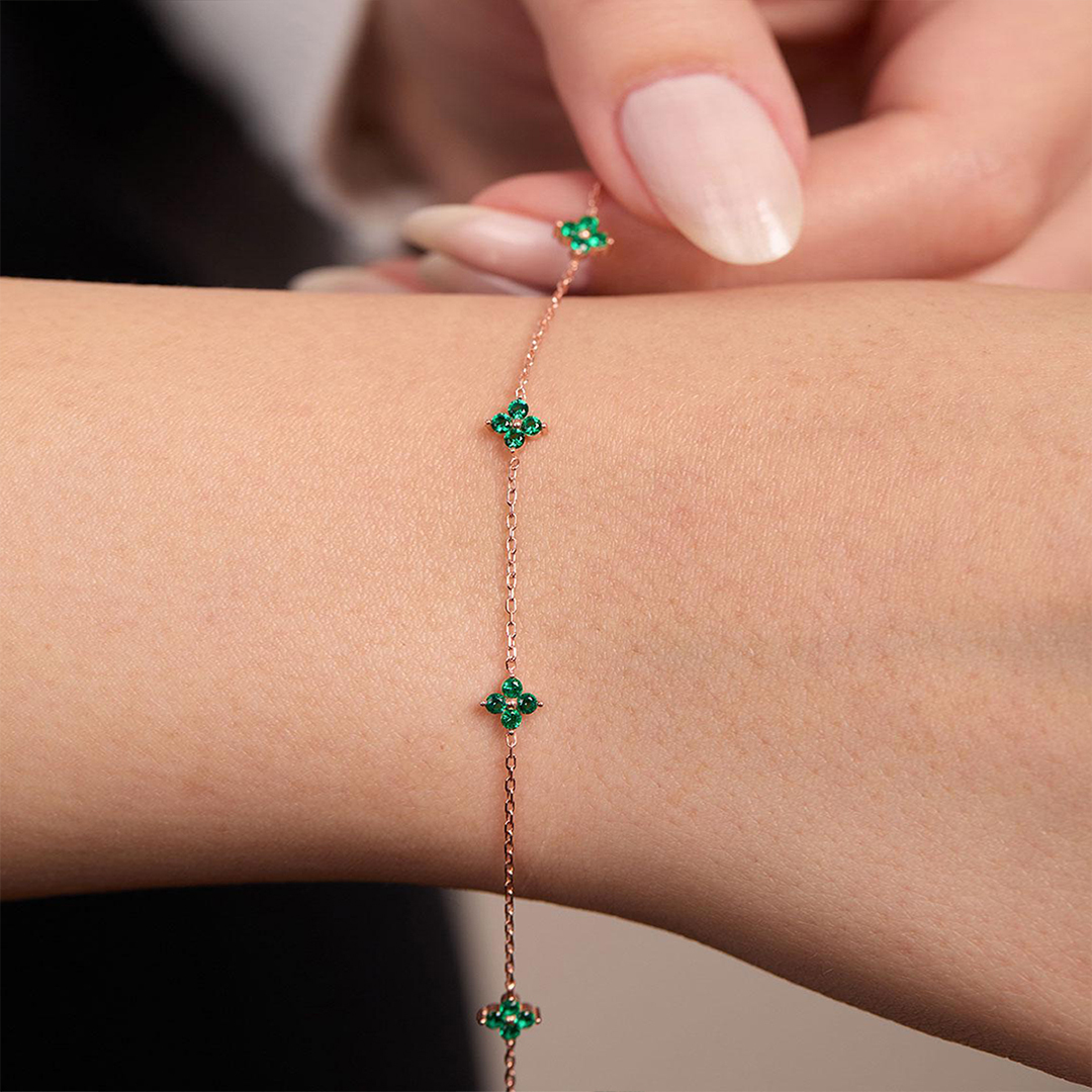 Kidney Disease Awareness Four Green Leaf Bracelet