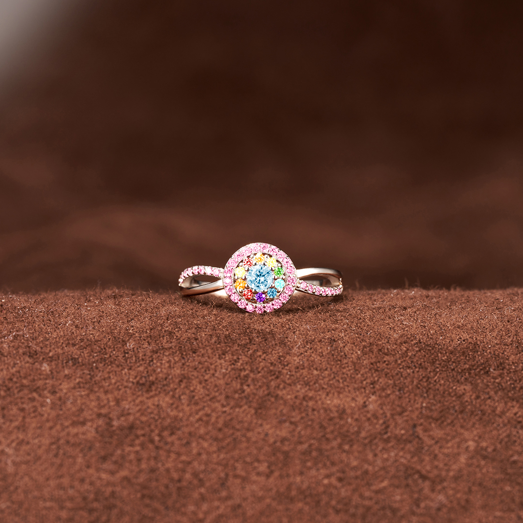 Mama To An Angel And A Rainbow Circle Ring