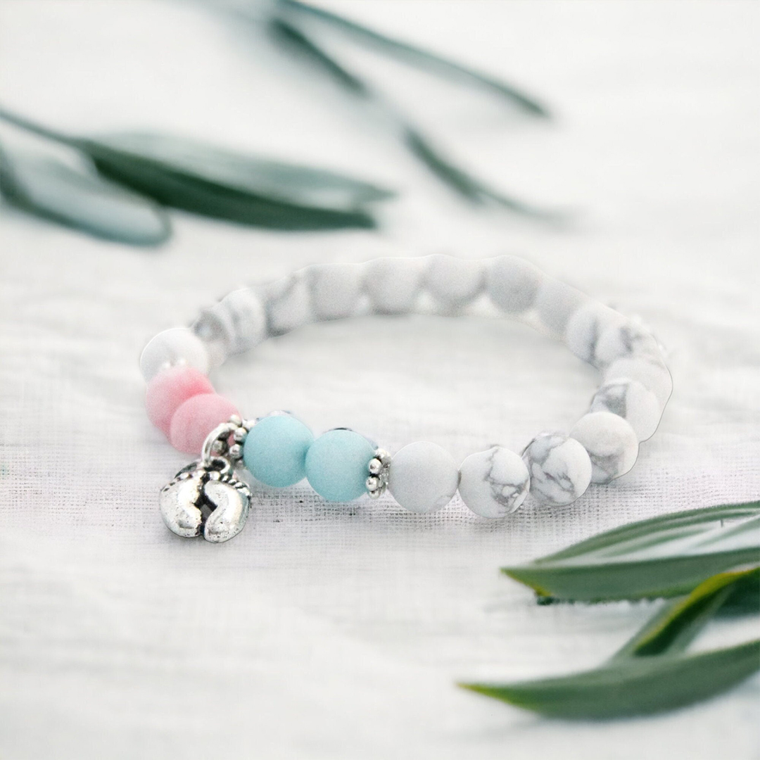 Infant Loss Memorial Pink & Blue Jade Bracelet