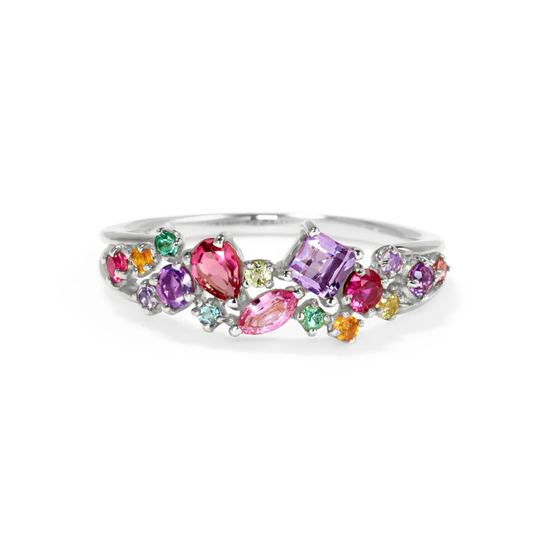 Beautifully Broken Nugget Colorful Diamonds Ring