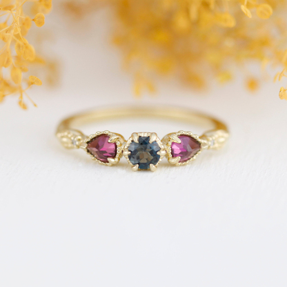 Mother's Day Gift Personalized 1-5 Birthstone Vintage Ring