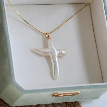 Choosing Me Freshwater Cross Pearl Necklace