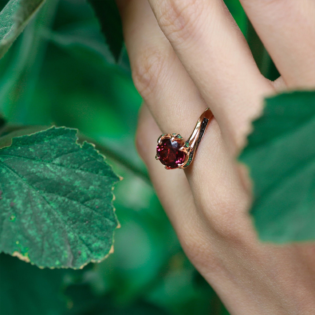 My One and Only Rose Garnet Floral Ring