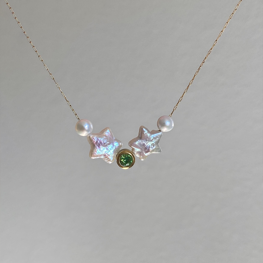 Autism Awareness Double Pearl Stars Necklace