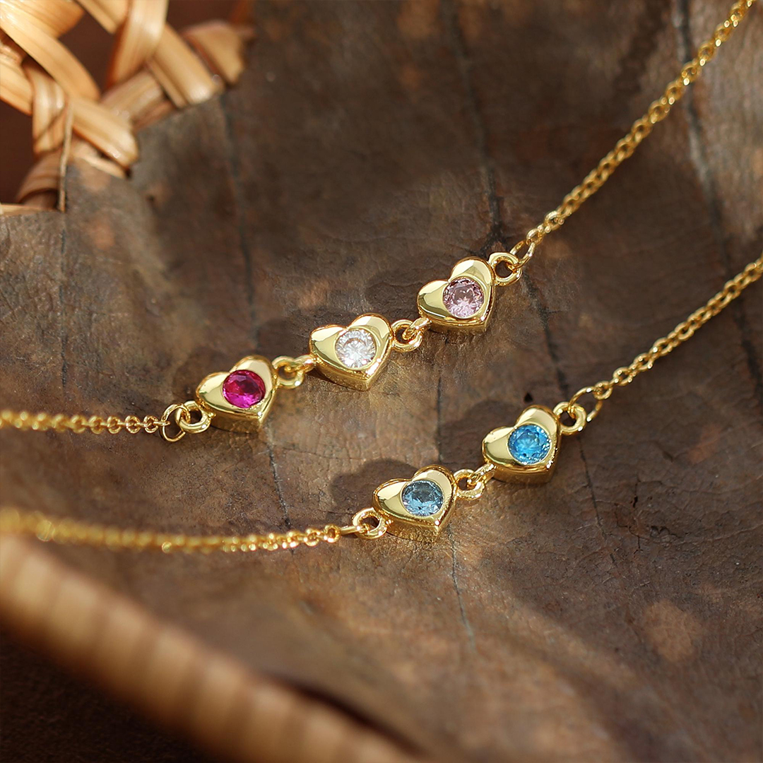 My Family My Heart Custom Heart Birthstone Bracelet