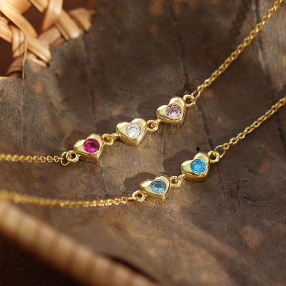 My Family My Heart Custom Heart Birthstone Bracelet