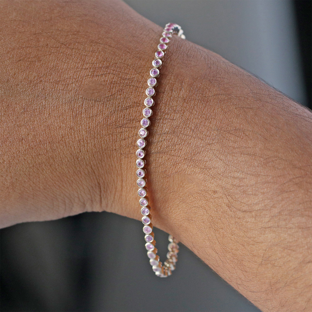 Breast Cancer Awareness Strength in Self-Love Pink Sapphire Bracelet