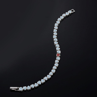 Diabetes Awareness Bezel Set Aquamarine Bracelet