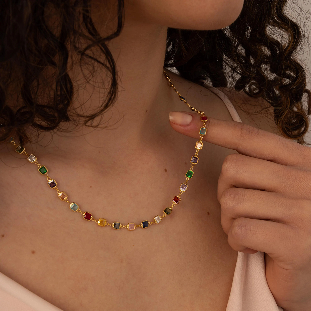 Personalized Colorful 1-15 Stones Bonds Necklace