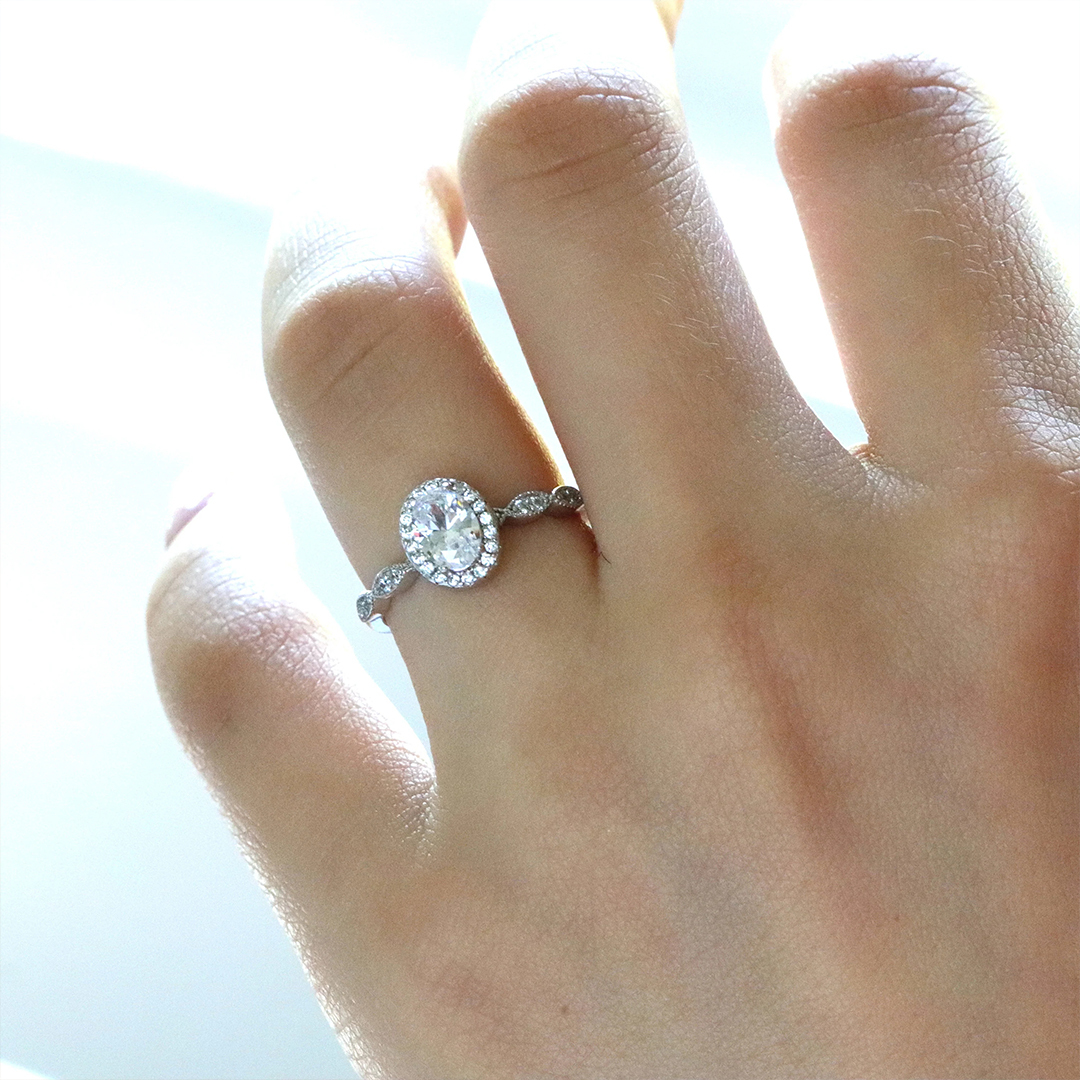 To Me With Love Oval Cut Halo Ring