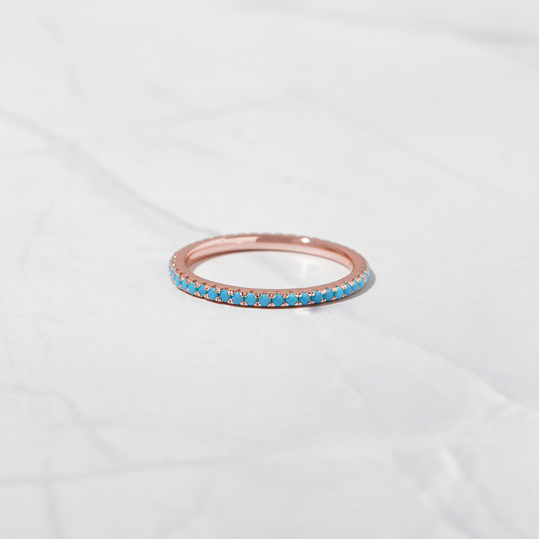 Ovarian Cancer Awareness Turquoise Eternity Ring