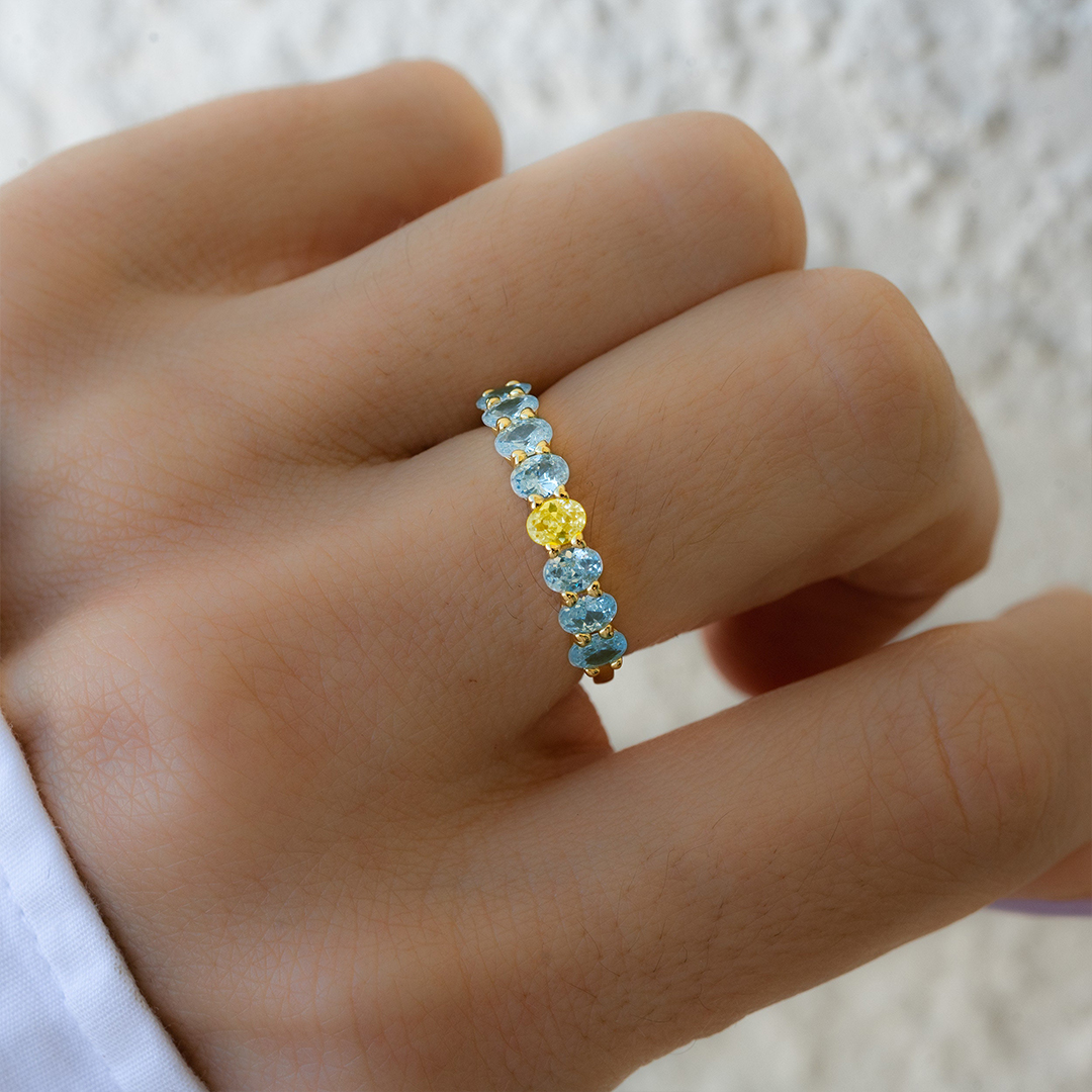 Down Syndrome Awareness Oval Diamonds Ring