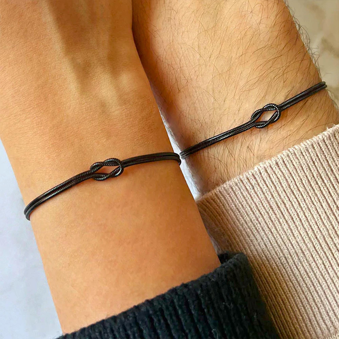 Mother & Son Love Knot Black Bracelet