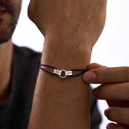 Personalized Mens 1-6 Rings Interlocking Bracelet