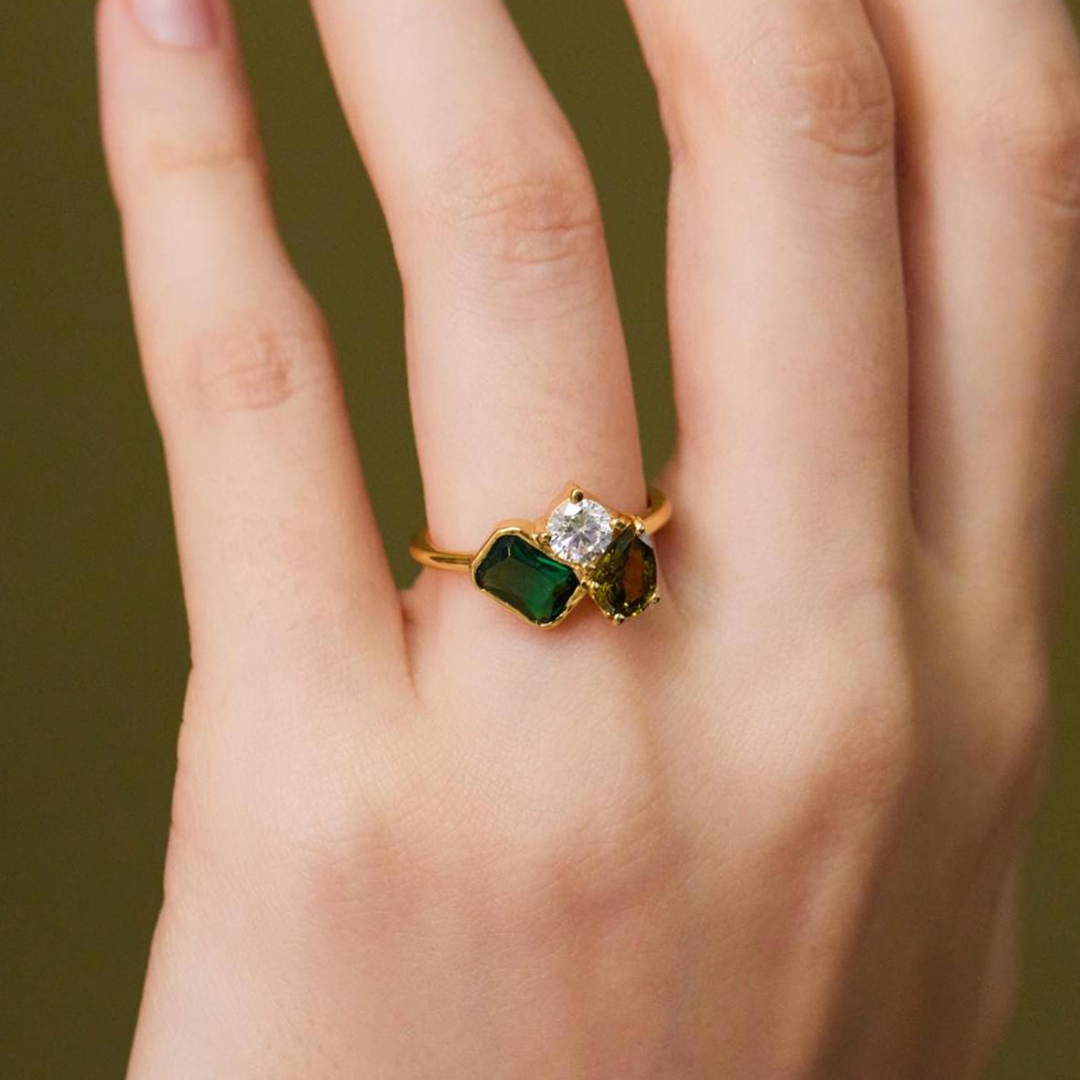 Christmas Gift Custom 3 Birthstone Ring
