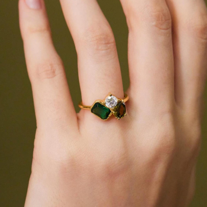 Christmas Gift Custom 3 Birthstone Ring