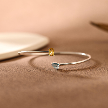 Personalised 2 Birthstone Bangle Bracelet