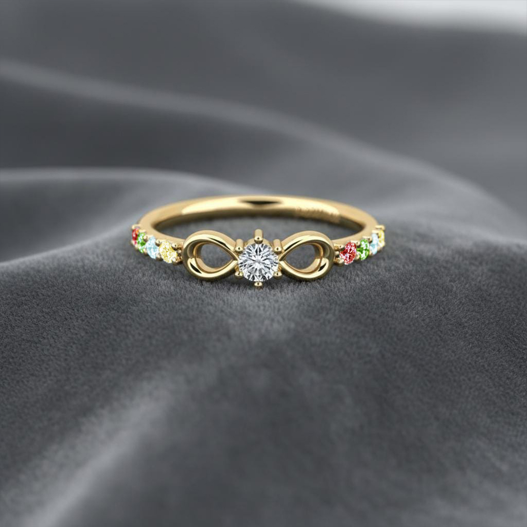Autism Awareness Infinity Diamond Knot Ring