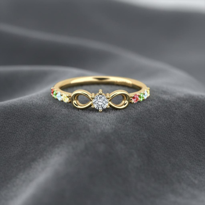 Autism Awareness Infinity Diamond Knot Ring