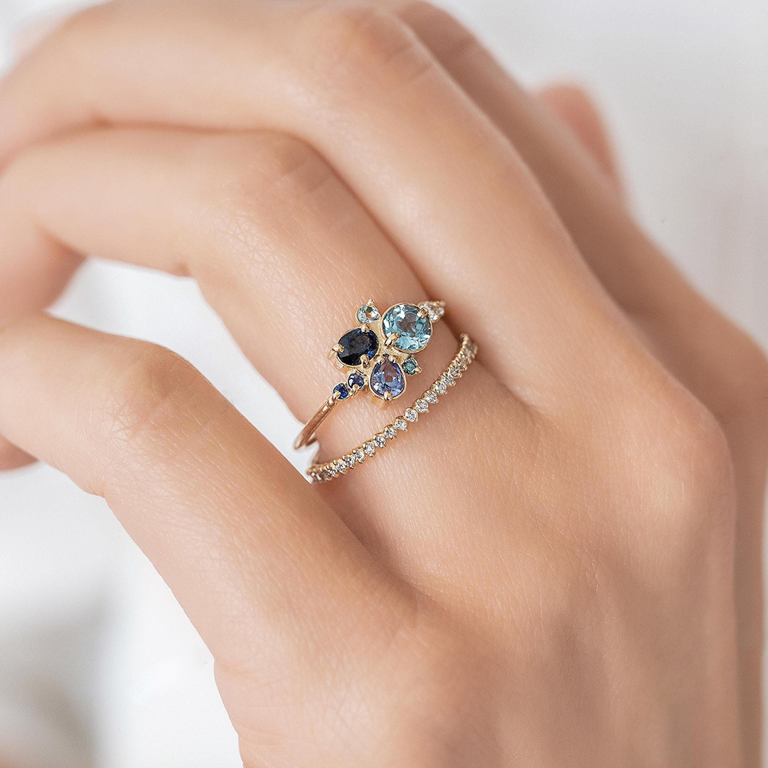 Gift For Mama Custom 1-5 Multi-Shape Birthstones Ring