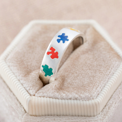 Puzzle Piece Autism Awareness Ring
