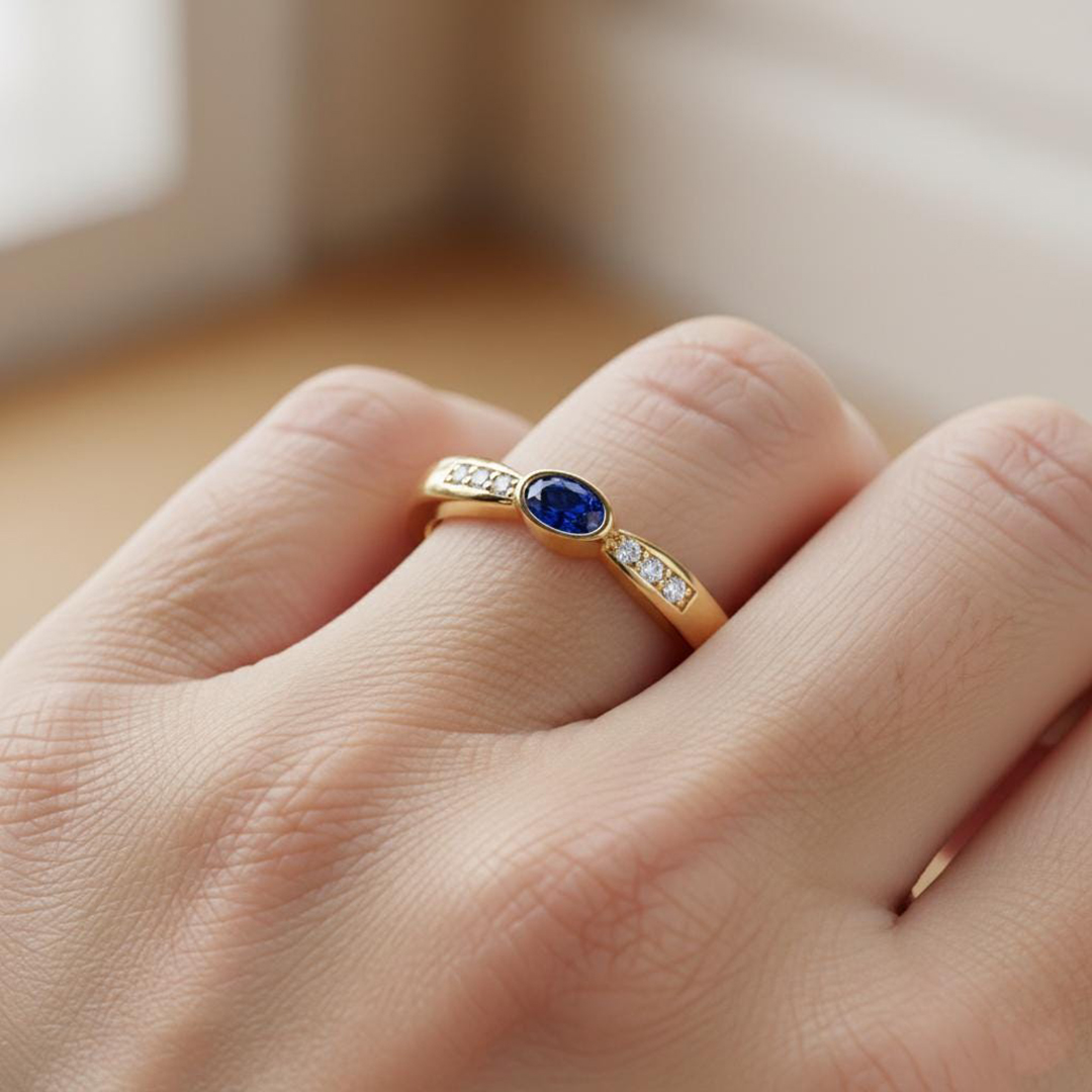 Choosing Me Oval Blue Sapphire Ring