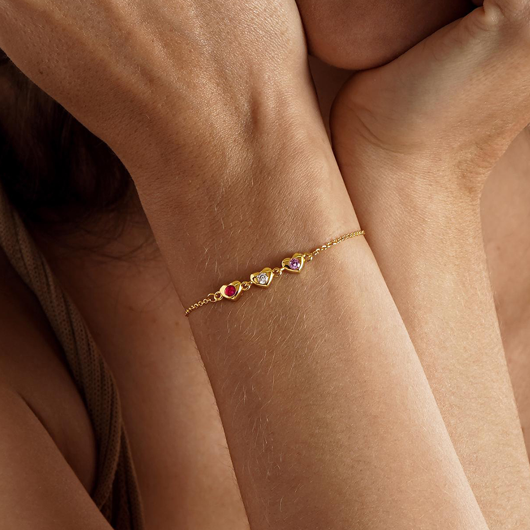 My Family My Heart Custom Heart Birthstone Bracelet