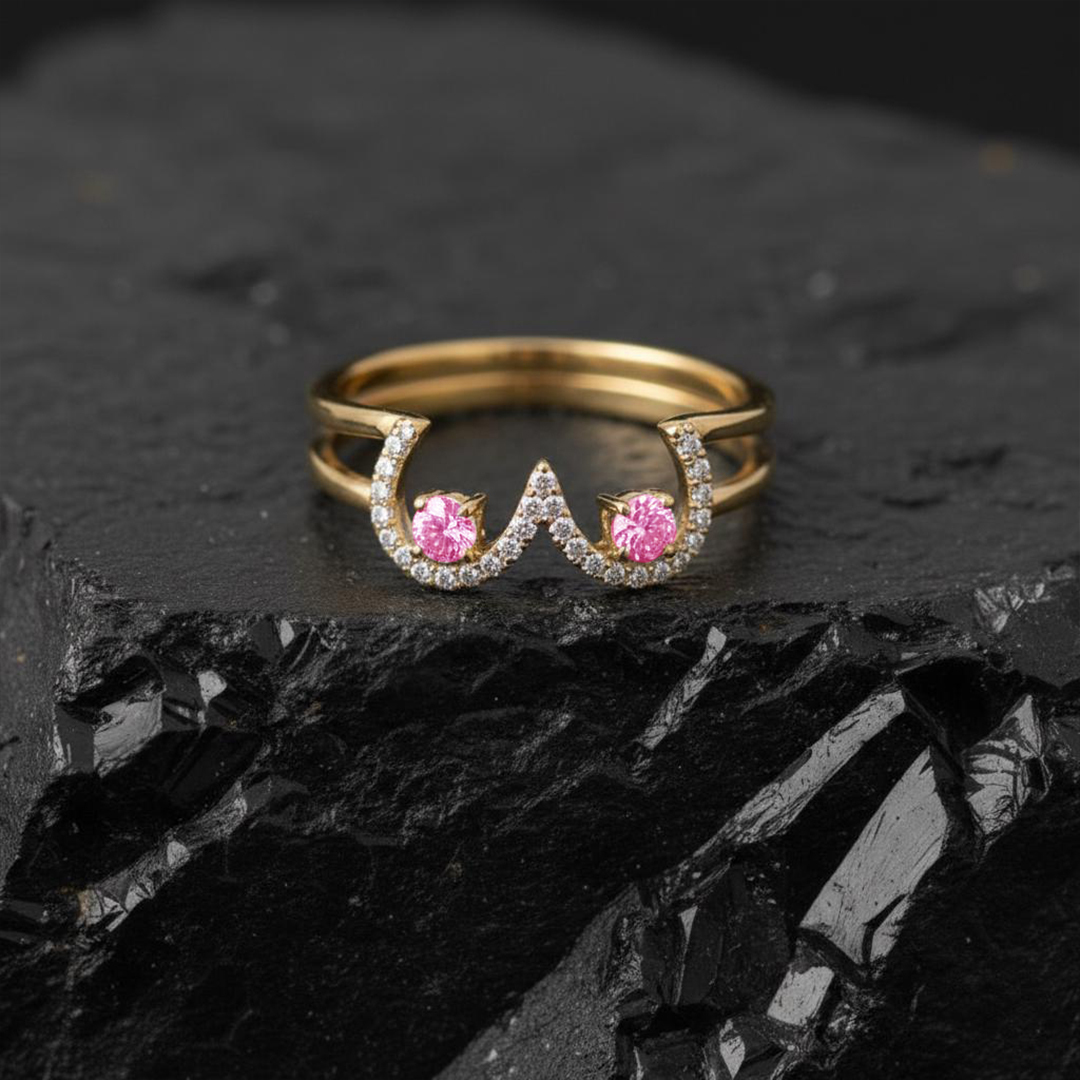 Breast Cancer Awareness I Am Enough Dainty Wave Ring