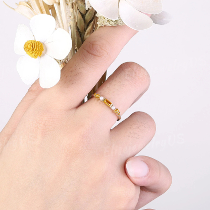 Nobody Fights Alone Multiple Sclerosis Awareness Baguette Pearl Ring