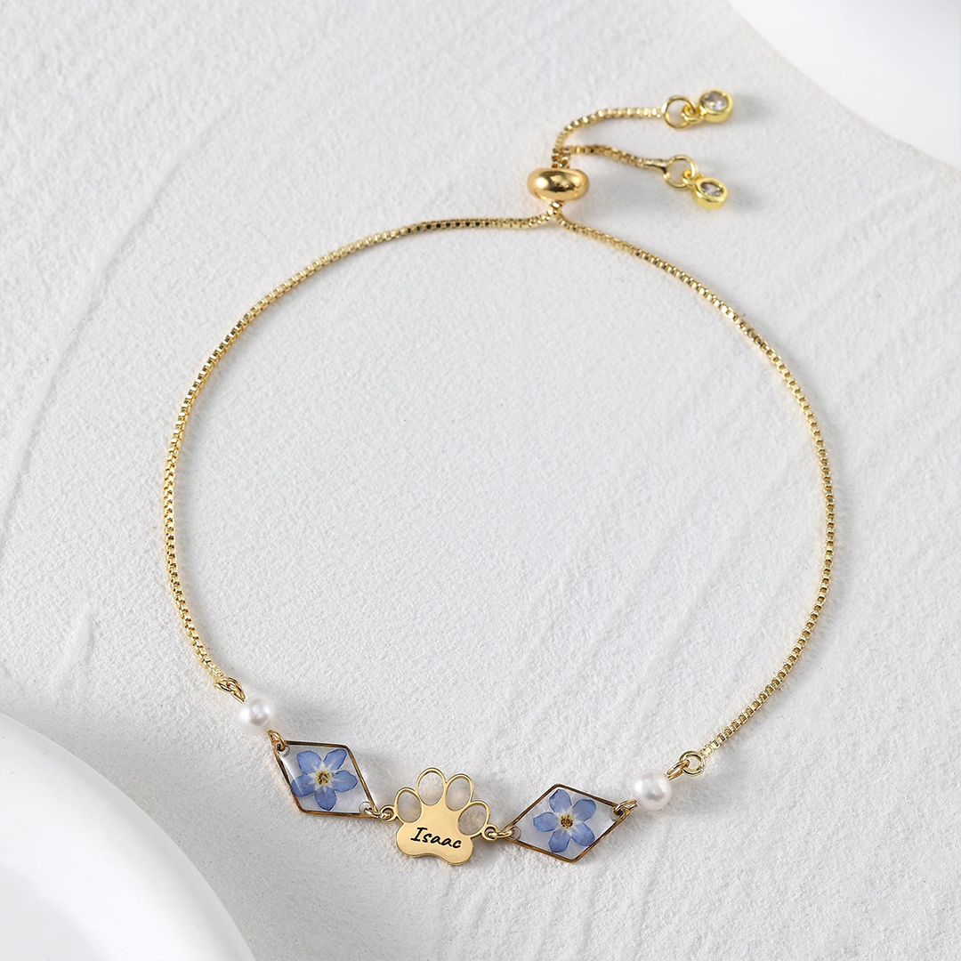 Forever Loved Rainbow Bridge Paw Print Bracelet