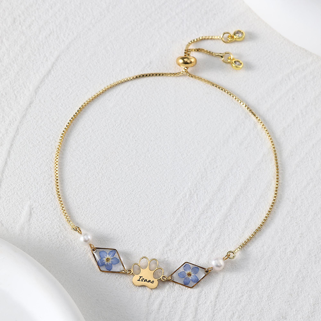 Forever Loved Rainbow Bridge Paw Print Bracelet