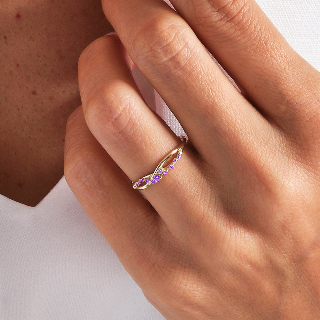 Lupus Awareness Purple Diamond Infinity Ring