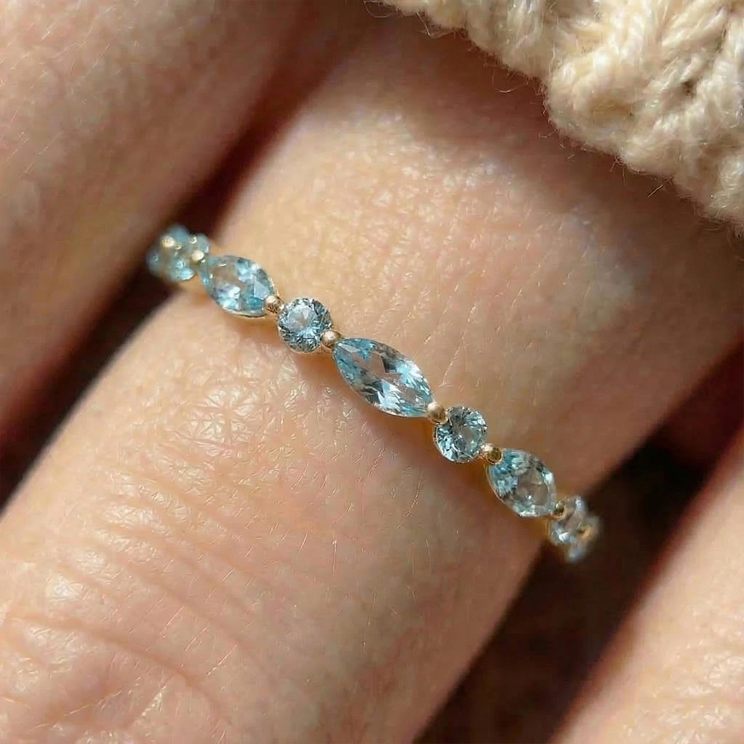 Ovarian Cancer Awareness Teal Marquise Ring