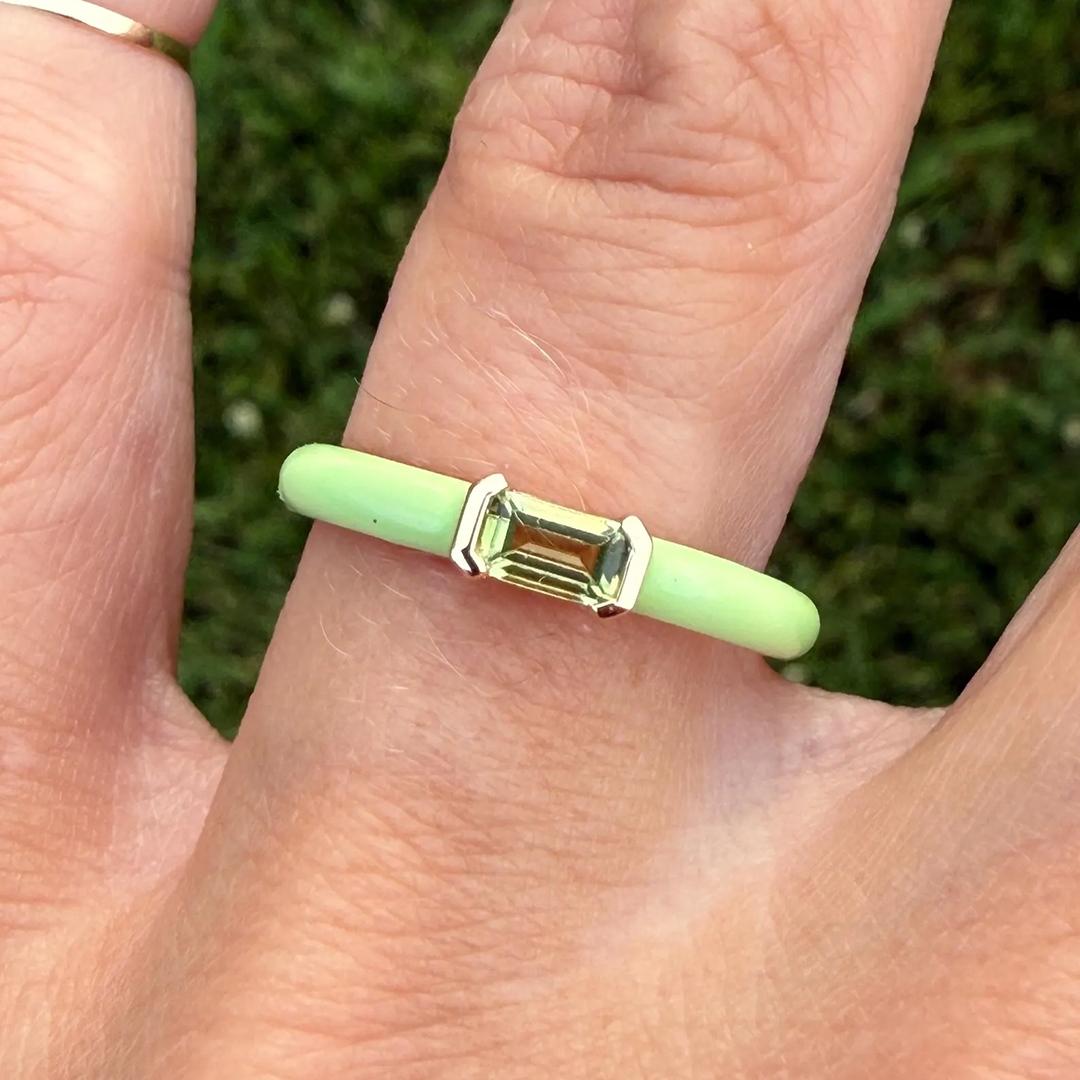 Kidney Disease Awareness Green Enamel Ring