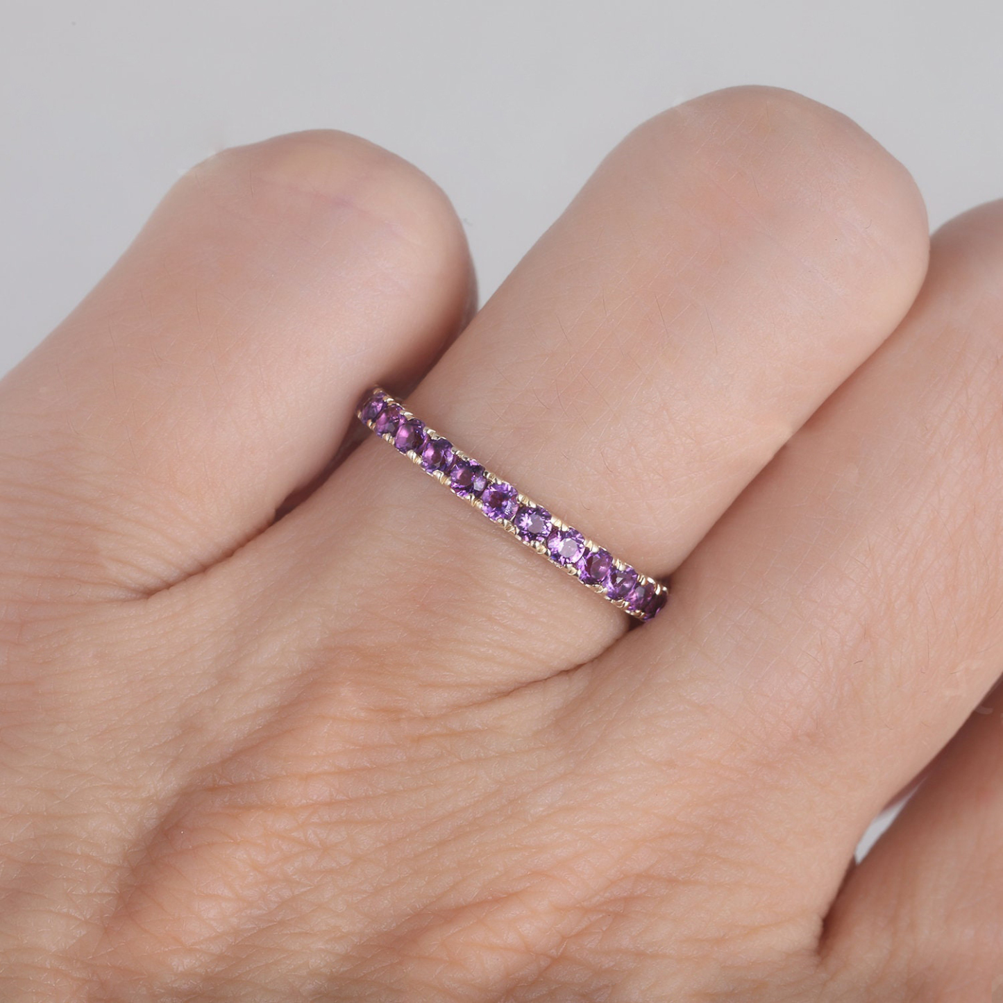 Alzheimer Dementia Awareness Gift Purple Half Eternity Ring