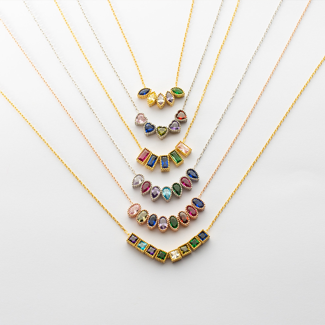 Personalized 1-14 Birthstones Charms One of a Kind Gift Design Your Necklace