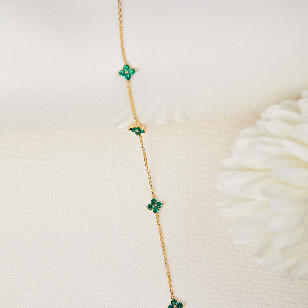 Kidney Disease Awareness Four Green Leaf Bracelet