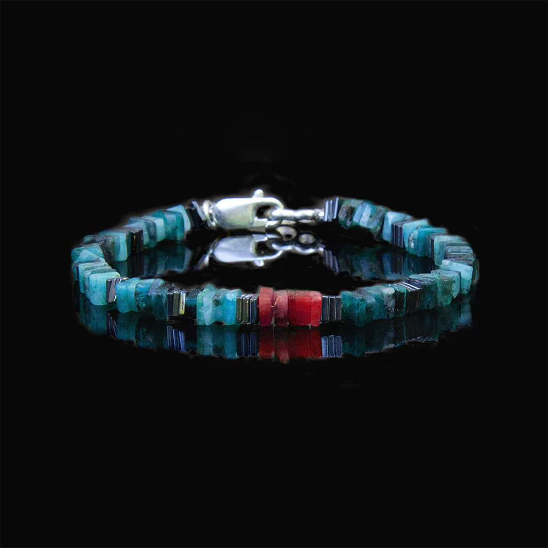 Diabetes Awareness Men Nature Raw Emerald Bracelet
